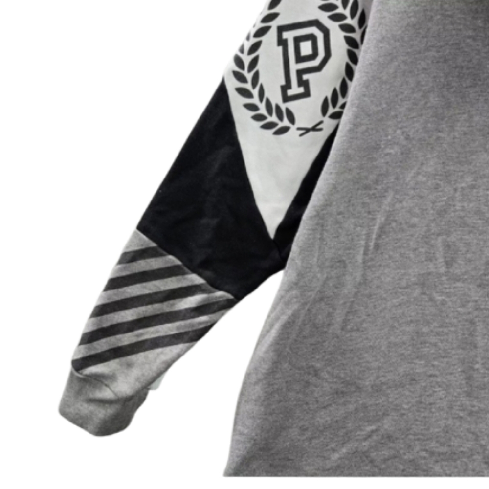 PINK VS Pullover Colorblock 86 Hoodie Gray, Blk & White htf - Picture 6 of 8